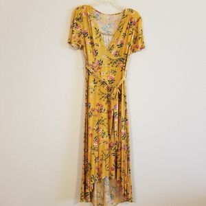 Yellow High Low Midi Dress